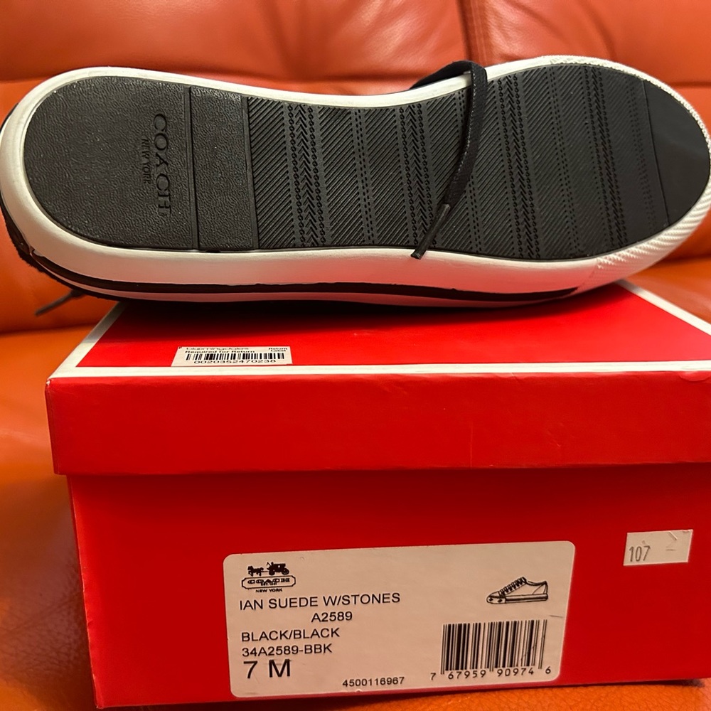 Coach black sneakers/keds Ian suede with black. In original box - Picture 6 of 7